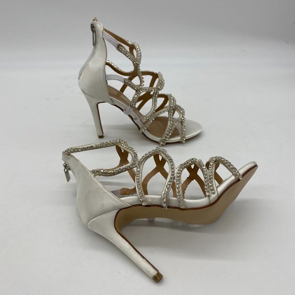XYD White Bridal Strappy Peep Toe Sandals - Picture 5 of 10